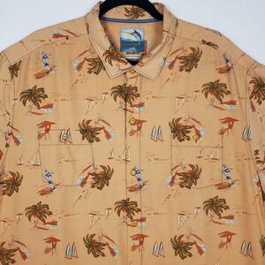 Tommy Bahama Men's 100% Silk Shirt Size XXL Orange Hawaiian Beachy Tropical...